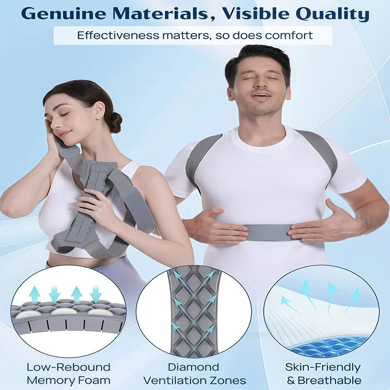 Adjustable Invisible Back Shoulder Posture Support Strap for Men Women Teens Kids Lightweight Under Clothes Posture Hold Brace