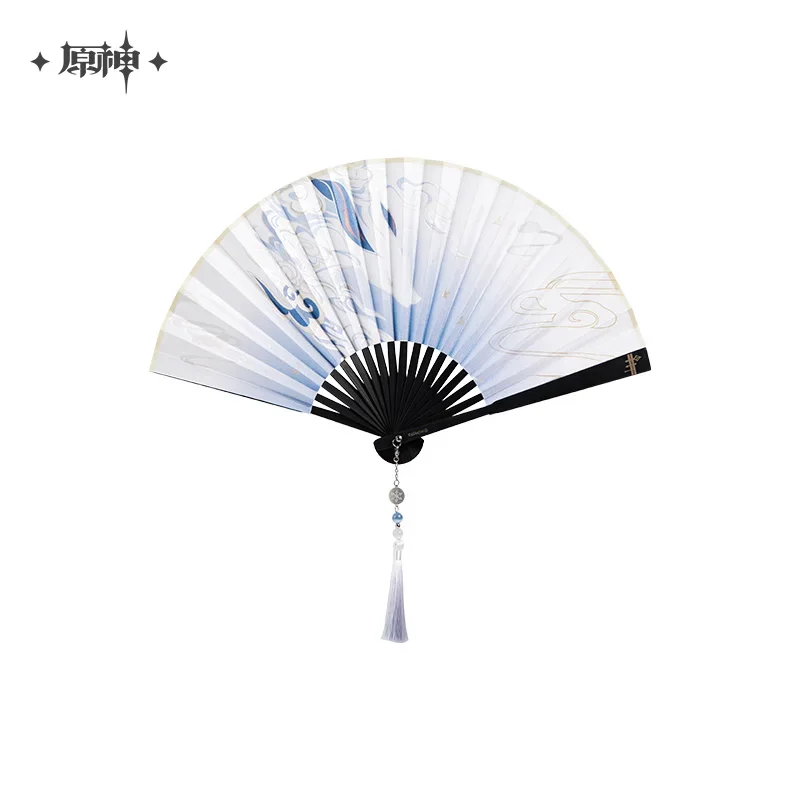 2025 Anime Cosplay Costume Props Genshin Impact Ganyu Folding Fan Ancient Style Cartoon Handheld Folded Cool Cloth Gifts