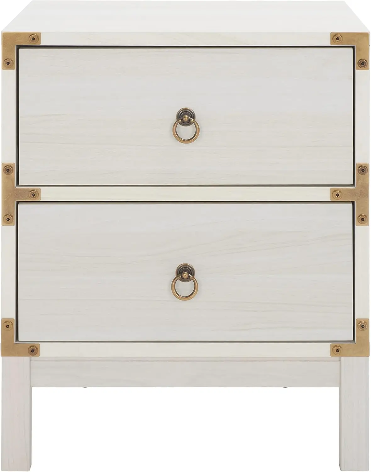 

Home Collection – Galio Bleached White & Gold 2-Drawer Nightstand, Vintage-Inspired Bedside Table with Storage for Bedroom (
