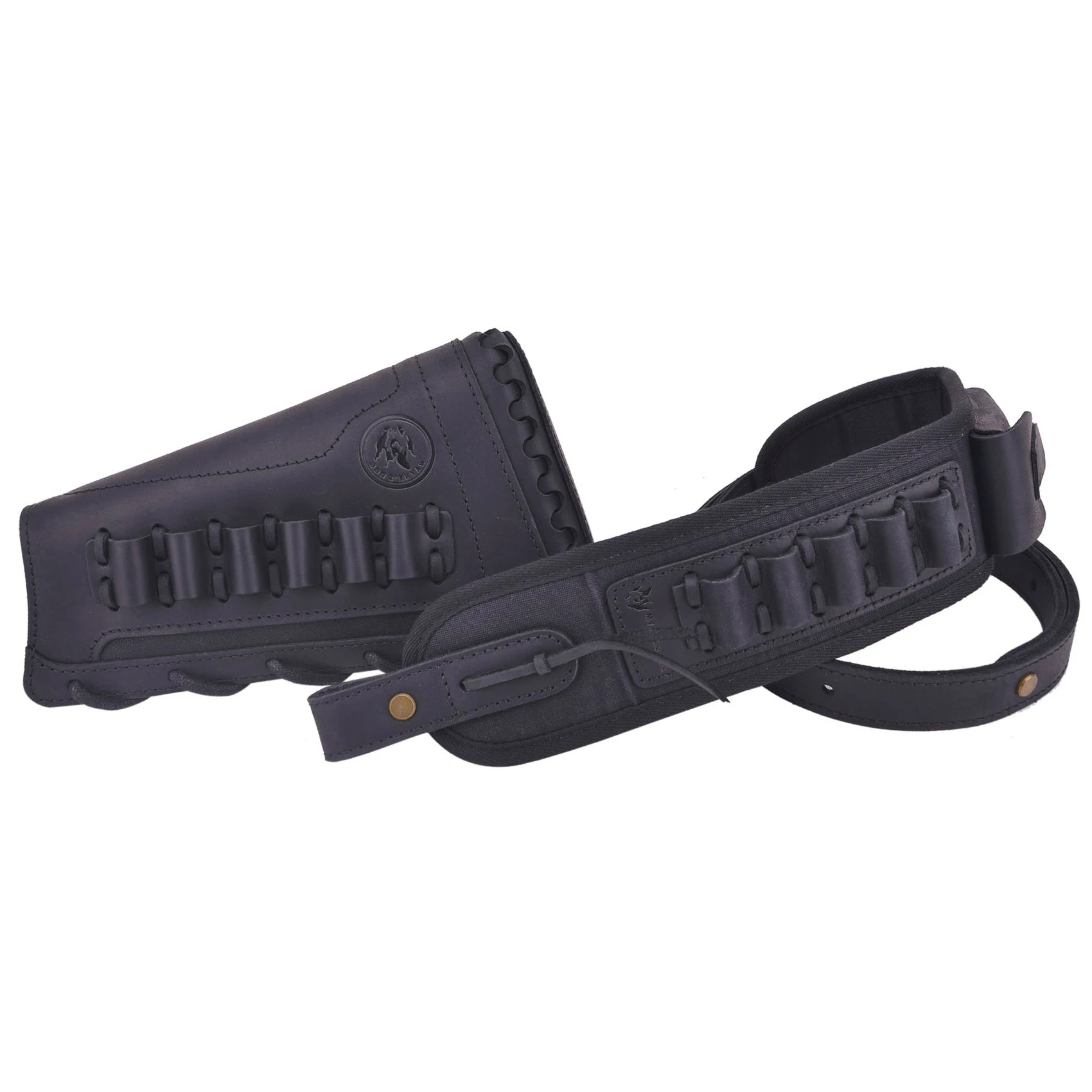 Set of Canvas Leather Rifle Buttstock Cover with Match Gun Holder Sling .308 .40-65 .45-70 .22-250 .30-06 .300WIN