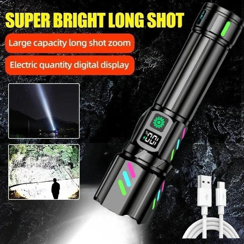 

Мощный светодиодный белый лазерный фонарик, перезаряжаемая масштабируемая лампа дальнего действия, люминесцентная полоса, фонарик для кемпинга на открытом воздухе