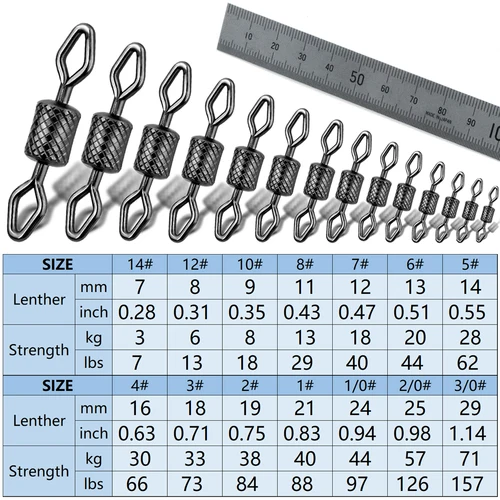 Imagen 2 del producto Barril de pesca giratorio, 25 ~ 100 Uds., conector de sedal de pesca giratorio, rodamiento de bolas, anillos sólidos giratorios, accesorios de pesca de carpa