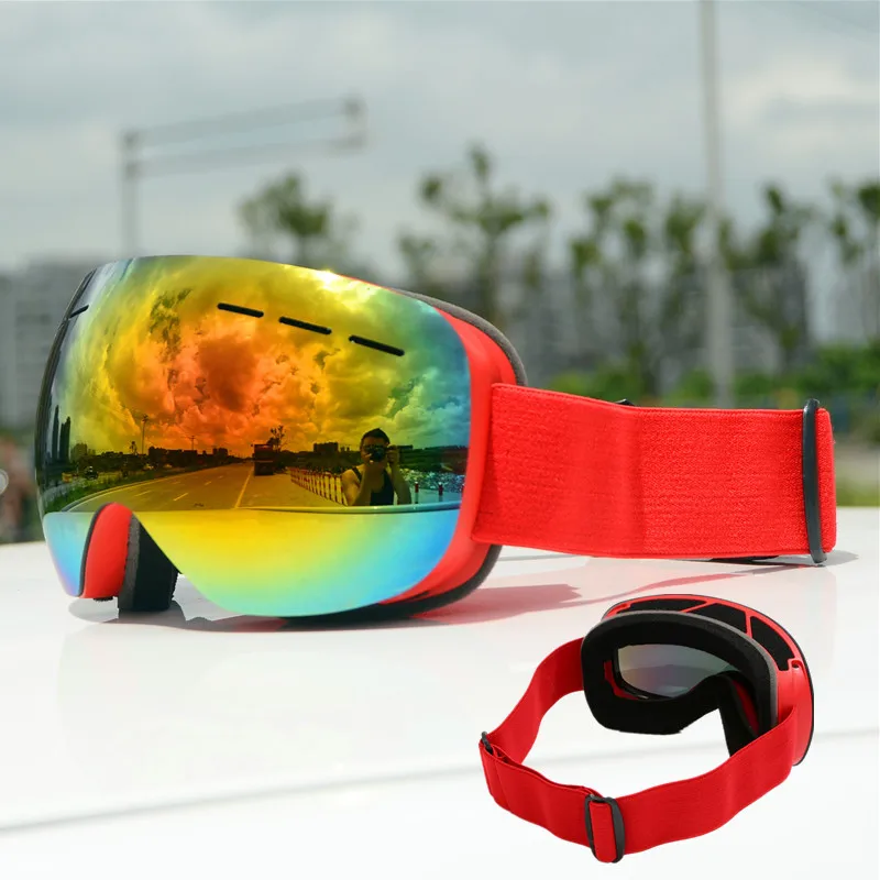 Outdoor new double layer anti-fog ski goggles snow skis glasses snowmobile glasses outdoor sports skiing