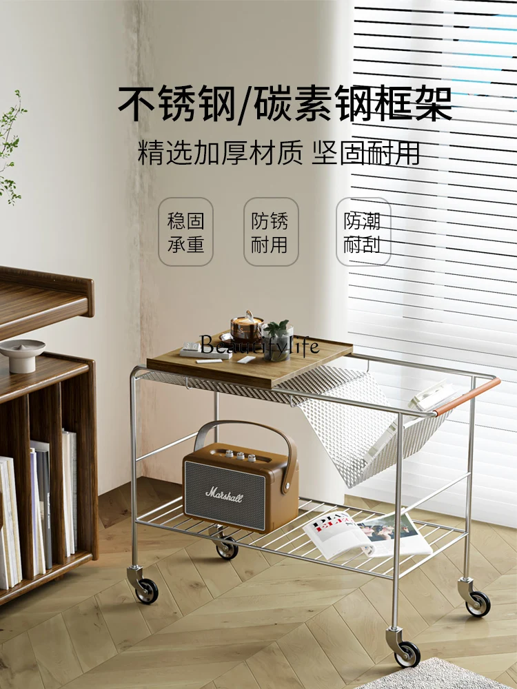 Подвижная современная простая тележка, подержанная гостиная из нержавеющей стали, высококачественный легкий роскошный угловой столик