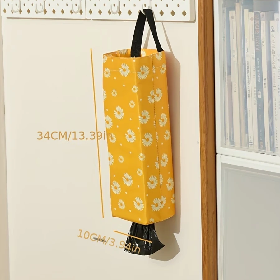 1 Piece/Small Daisy Trash Bag Storage Bag Kitchen Pull-Down Hanging Plastic Bag Storage Rack Waterproof Convenient Bag Box