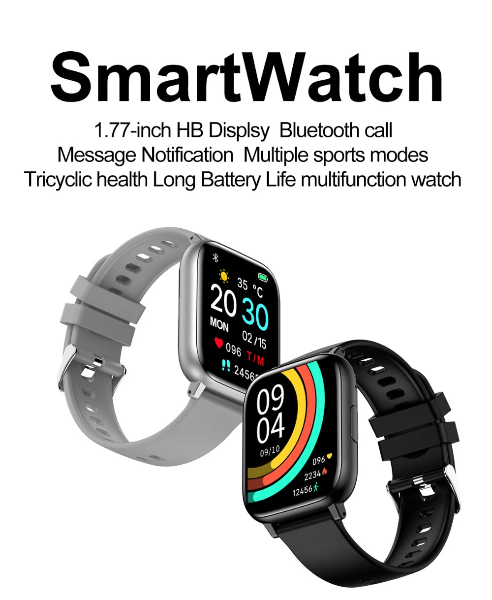 

2025 Smart Watch 1.77" HD Fitness Tracker Bluetooth Calls Waterproof 120+ Sports Modes Heart Rate/Sleep Digital Smartwatch