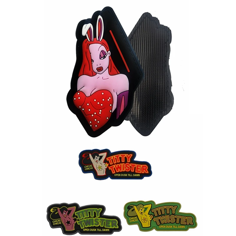 

Rabbit, beautiful woman pvc Hook and loop patch clothing Jacket backpack tactical accessory patches