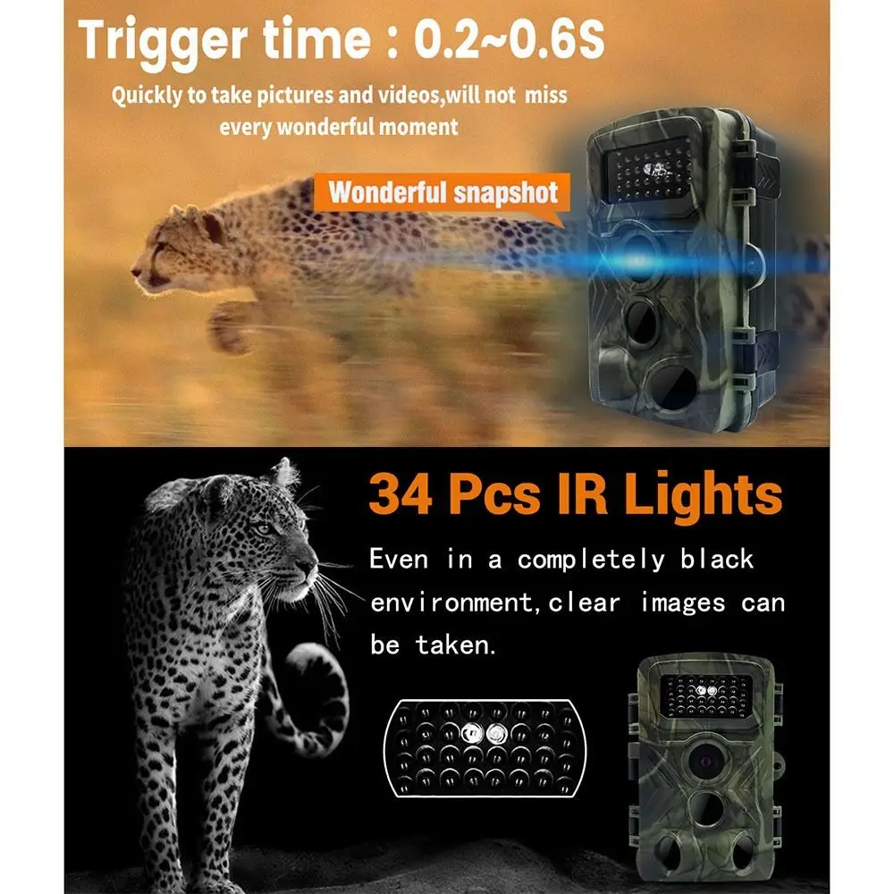 IP54 Waterproof Infrared Wildlife Trail Camera Fast Infrared Trigger Automatic Wildlife Night Vision Photo Trap