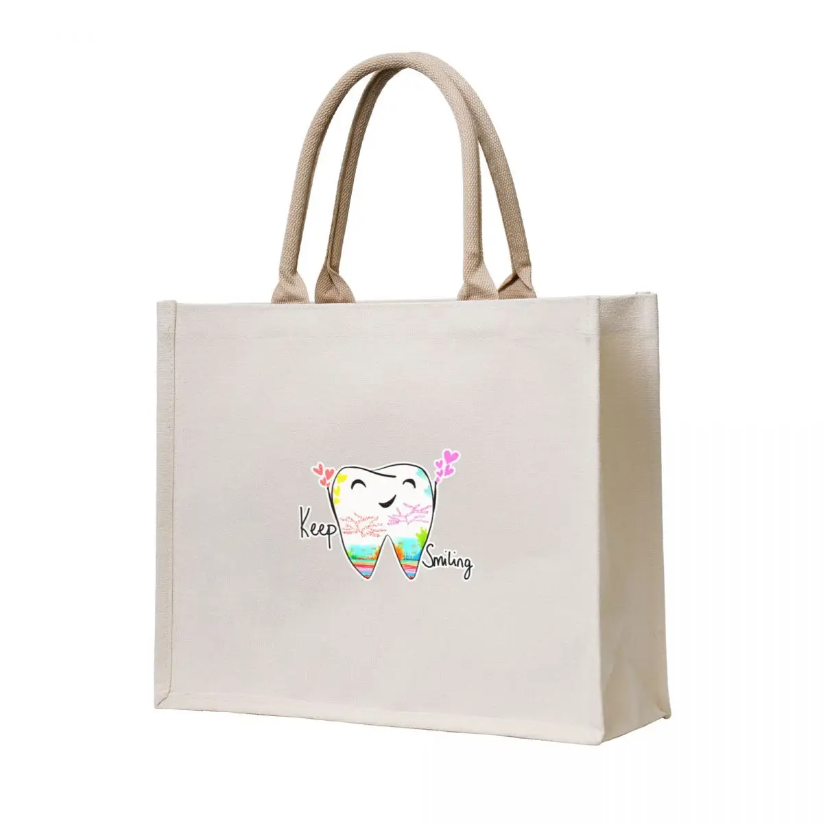 

Keep smiling Tote Bag tote bag university Shopping bags tote bag men's Large bags for women