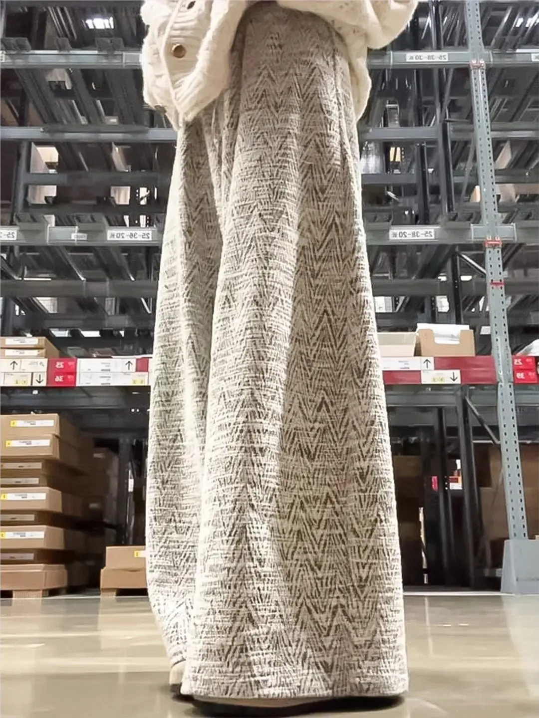 بالإضافة إلى حجم المرأة Ele عالية الخصر واسعة الساق السراويل مستقيم قطع عارضة السراويل التخسيس تصميم الخريف الشتاء Faion