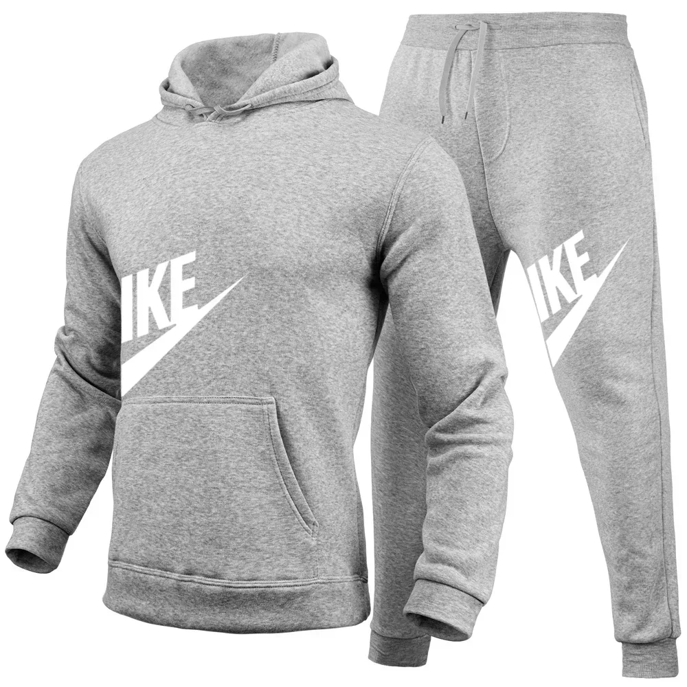 

Men's sportswear and casual fashion sweatshirt + long pants set, outdoor running and fitness daily casual versatile sweatshirt 2