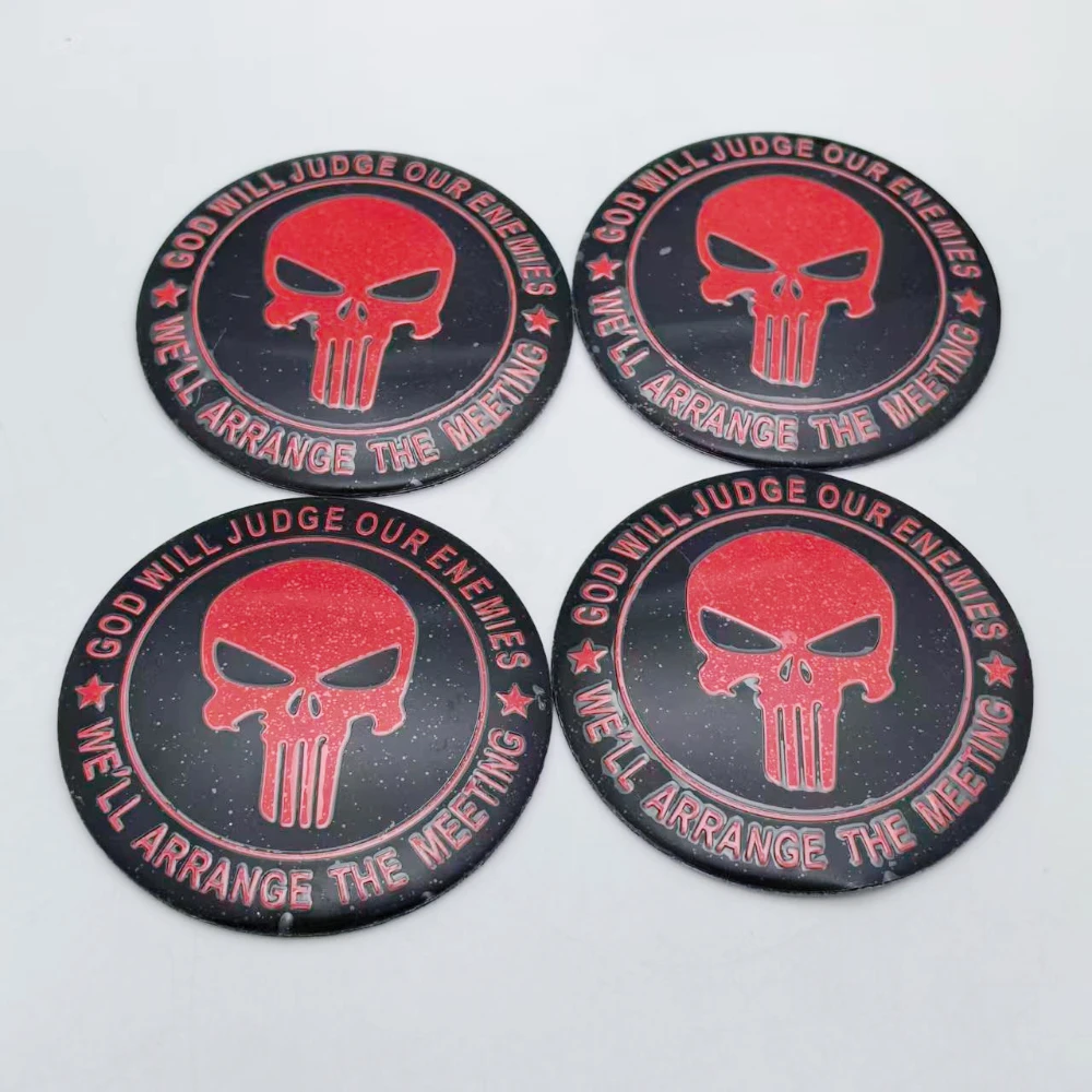 4pcs 3D 45mm 56mm 65mm Skull Emblem Car Stickers Auot Accessories for Car Wheel Center Caps Hub Dust Cap Rim Cover Hubcaps Badge view 6