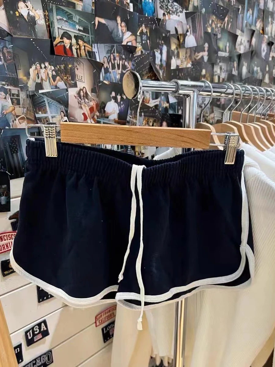 

Drawstring Patchwork Shorts Women 2024 Summer High Waist Sweatshorts Y2k Streetwear Soft Cotton Sport Short Pants Chic Bottom