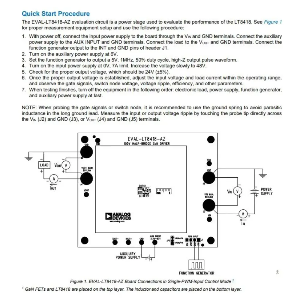 AvaCoreEVAL-LT8418-AZ 100V Half-Bridge GaN Driver With Smart Integrated Bootstrap Switch