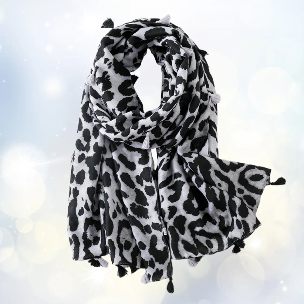 

Женский удобный длинный шарф с леопардовым дизайном, шаль из хлопчатобумажной ткани, идеально подходящий для повседневной носки, офисный подарок для путешествий, женский шарф