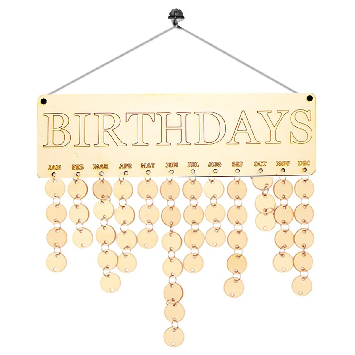 

Hanging Calendar Family and Friends Birthday Board DIY Reminder Wall Wooden Plaque