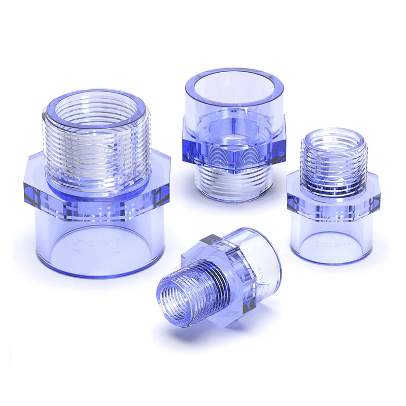 1PC UPVC Pipe Thread Adapter Transparent 20mm-63mm  Female Straight Connectors Tube Fittings Aquarium Fish Tank Socket Joints