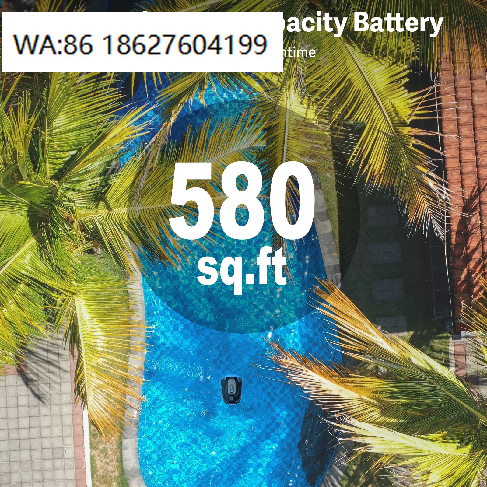 Pool Bottom Cleaner IPX7 Waterproof Long Battery Life Automatic Cordless