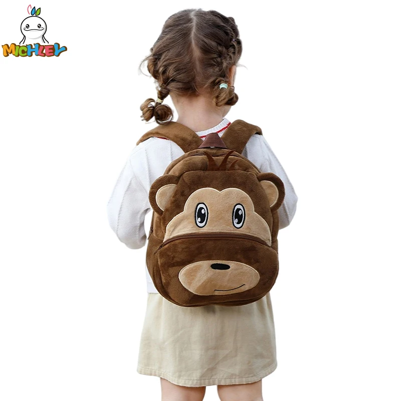 MICHLEY Halloween Carnival Cute Cartoon Toddler Backpack Plush Animals Baby Bag Lovely Monkey Daycare Backpack for Girls Boy Kid