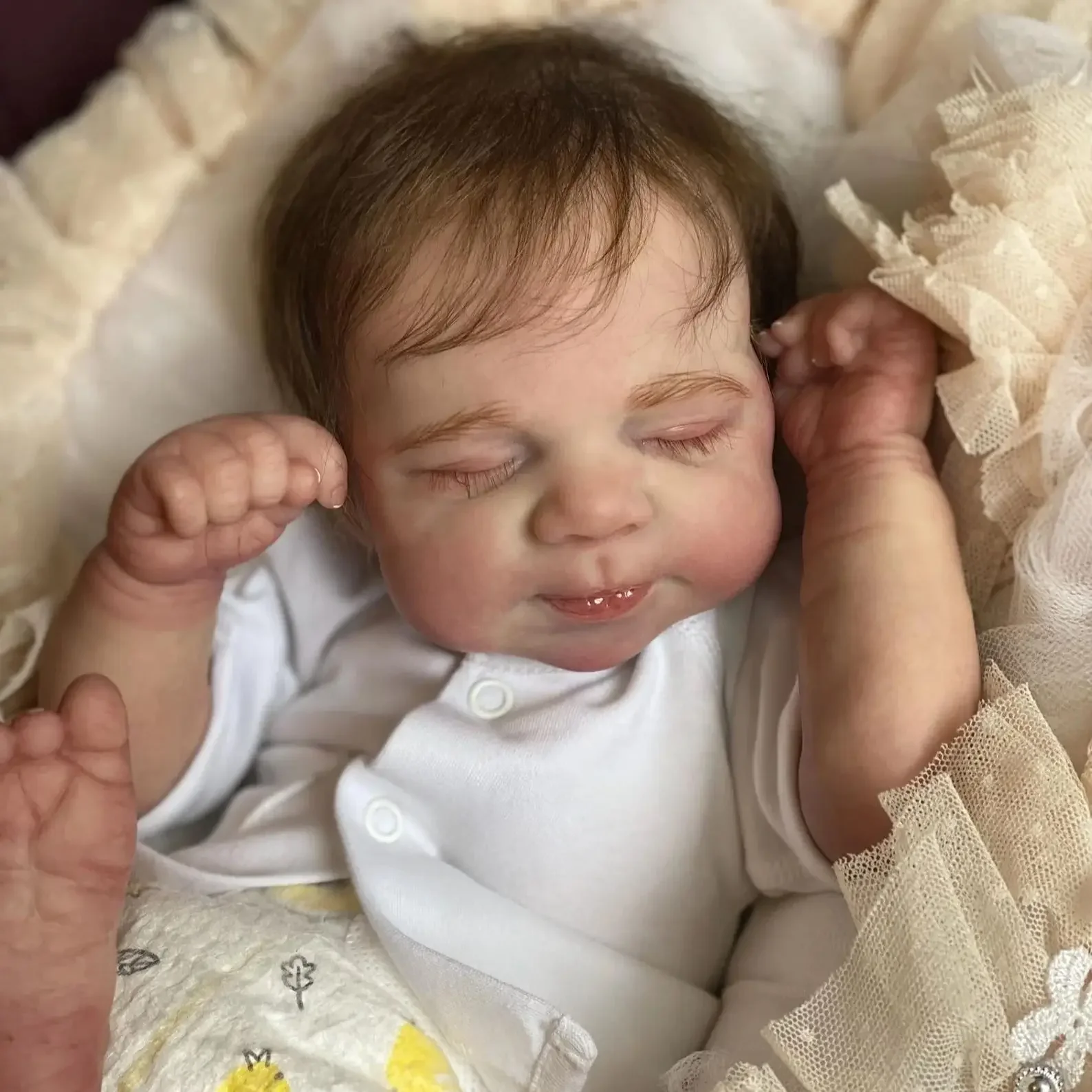 

Risbecko 19-дюймовая уже окрашенная готовая кукла реборн-ручная работа Reborn Preemie Baby, игрушка для новорожденных, подарок, куклы для девочек