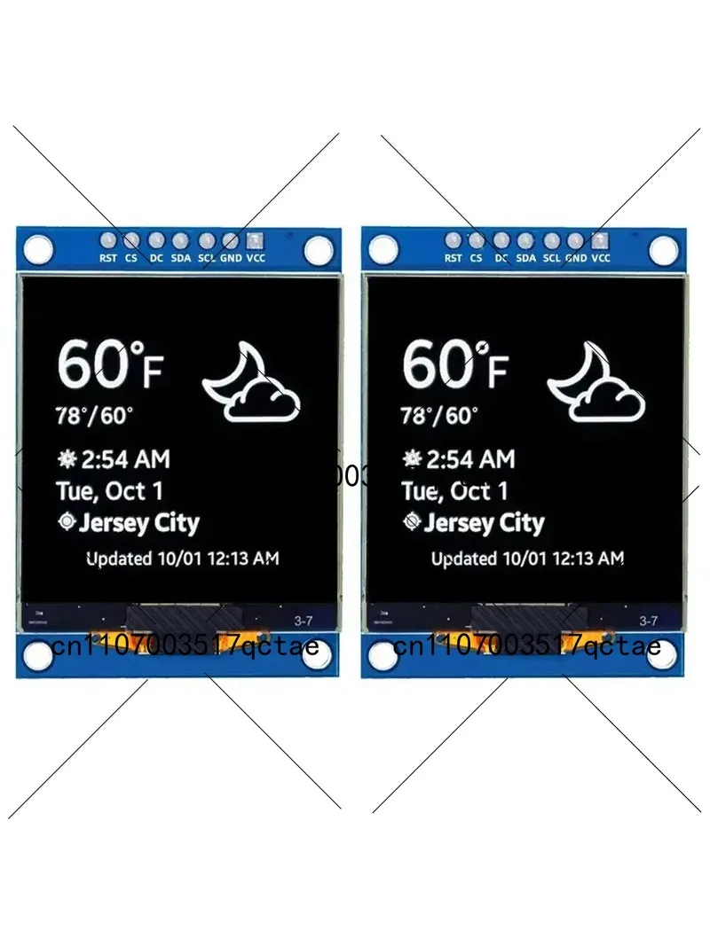 1.5 Inch 128x128 OLED Display Module 2-Pack, 7-Pin SPI Compatible with Raspberry Pi and Arduino