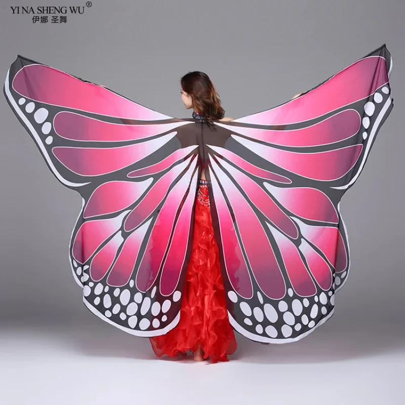 Bauchtanz-Requisiten, Schmetterlingsflügel, für Erwachsene, 360 Grad, große Schmetterlingsflügel, 145 cm x 290 cm, mehrfarbige Tanz-Requisiten, Chiffon-Farbflügel