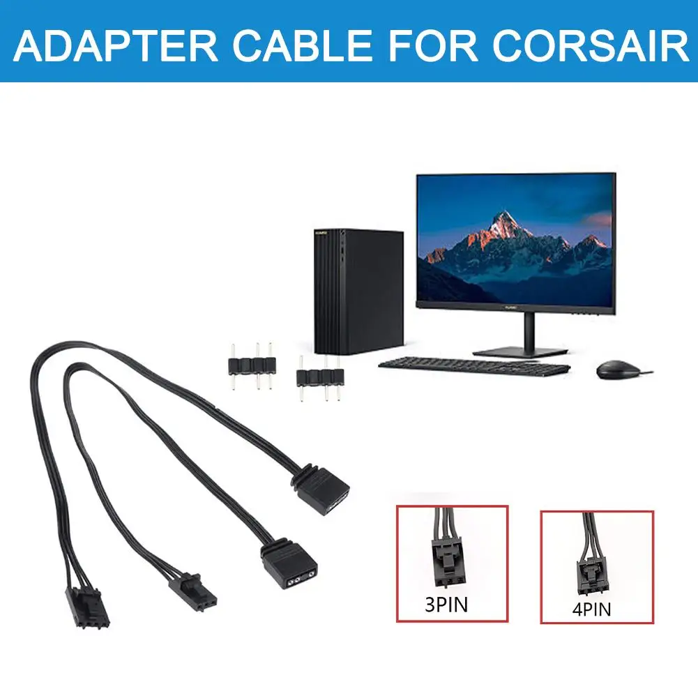 Adapter Cable For Corsair RGB To Standard ARGB 4Pin 3Pin Adapter Connector Pirate Ship Controller Adapter Line QL LL120 ICUE