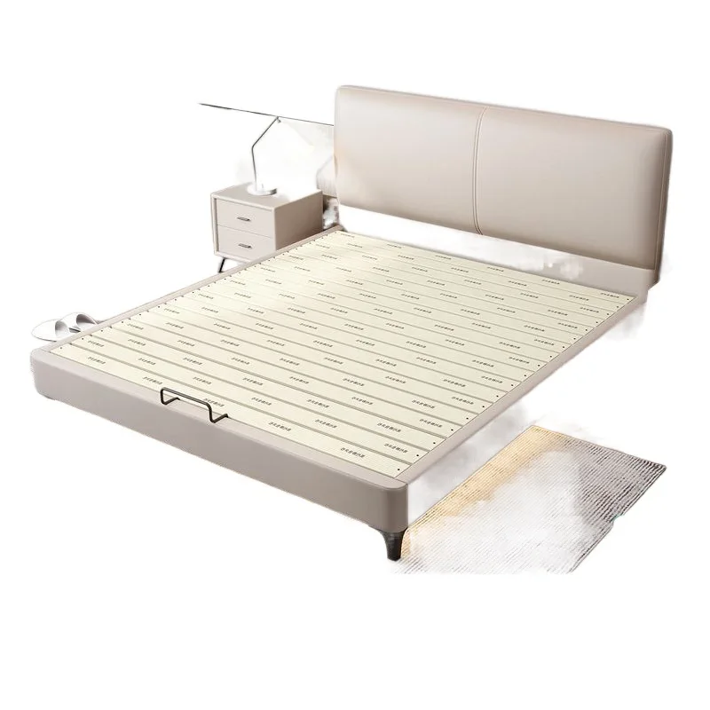 

Thin bedside, all solid wood, leather bed, modern, simple, single and double, bedroom, home, silent