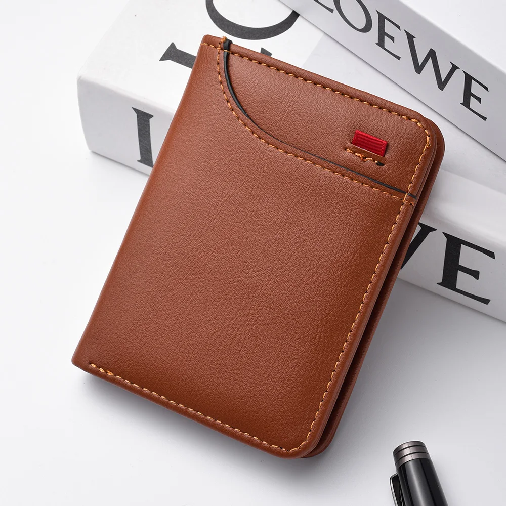 1Pc Neue Ultra-dünne Mini Weiche PU Leder Kreditkarte Brieftasche Halter Kurze Vertikale Hohe Qualität männer brieftasche