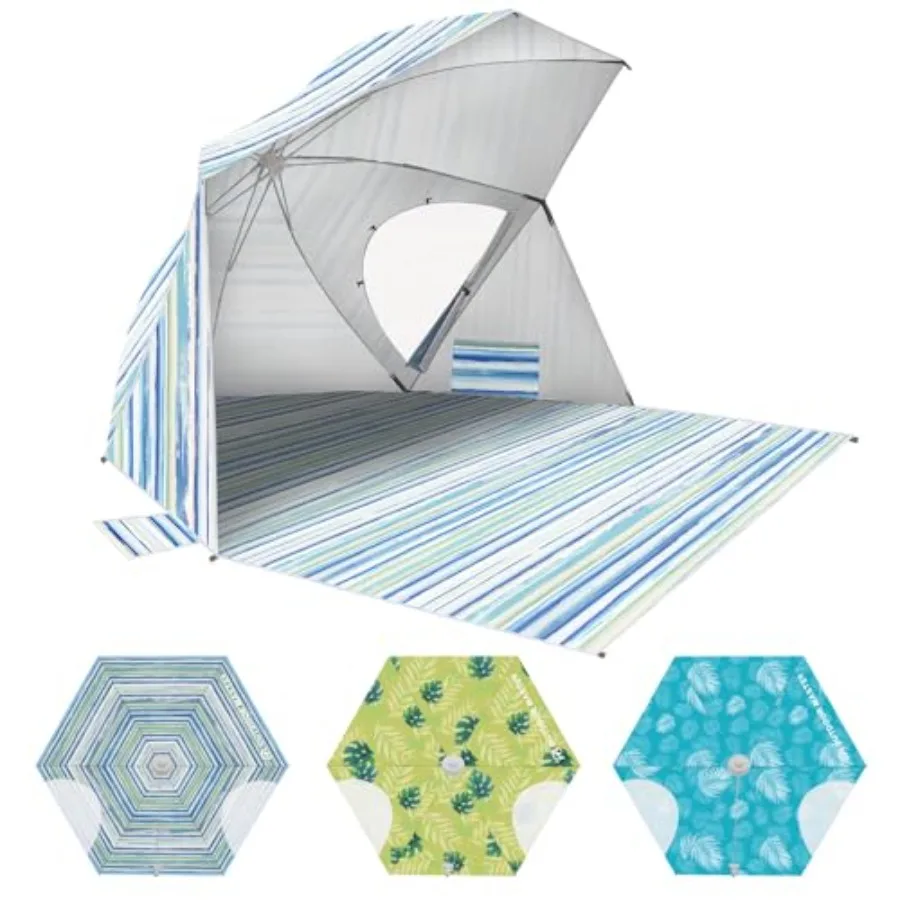 

Pop Up Beach Umbrella, Portable Beach Tent Shelter, Beach Shade Sun Canopy with UPF 50+ UV Protection, Extendable Floor with Ca