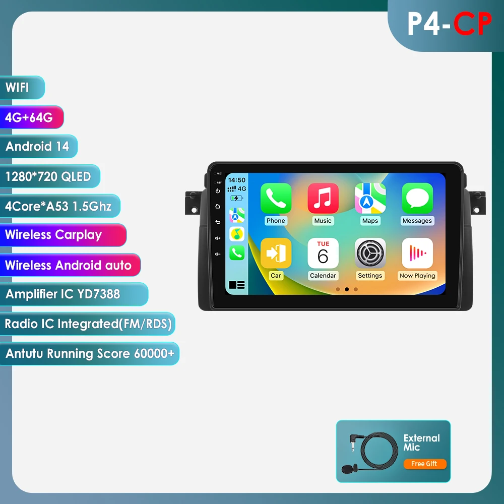 OSSURET 6115 Android autoradio voor BMW 3 E46 M3 1999-2006 draadloze Carplay Android Auto Multimedia 2Din 8CORE ADAS Stereo GPS