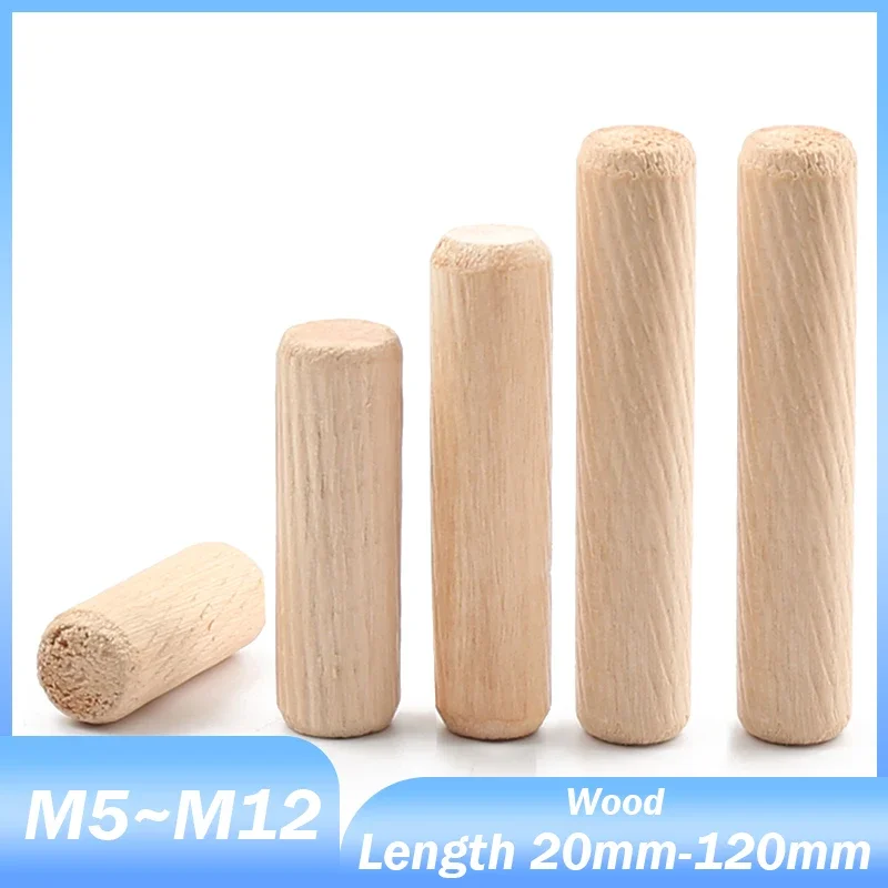 Wooden Dowel M5 M6 M8 M10 M12 Round Fluted Wood Craft Pins Rods for Furniture Wooden Dowel Furniture Fitting