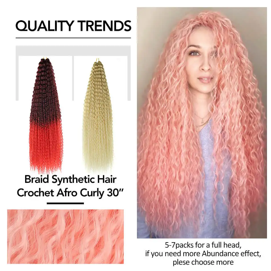 30inch Water Wave Twist Crochet Hair Synthetic Braid Hair Ombre Blonde Pink Deep Wave Braiding Hair Extension