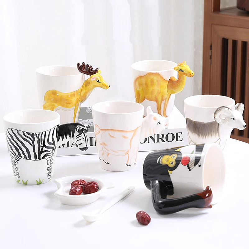 Creative 3D Animal Ceramic Mug Holiday Gift Coffee Mug Cartoon Animal Souvenir Mug Living Room Coffee Table Decorative Ornaments