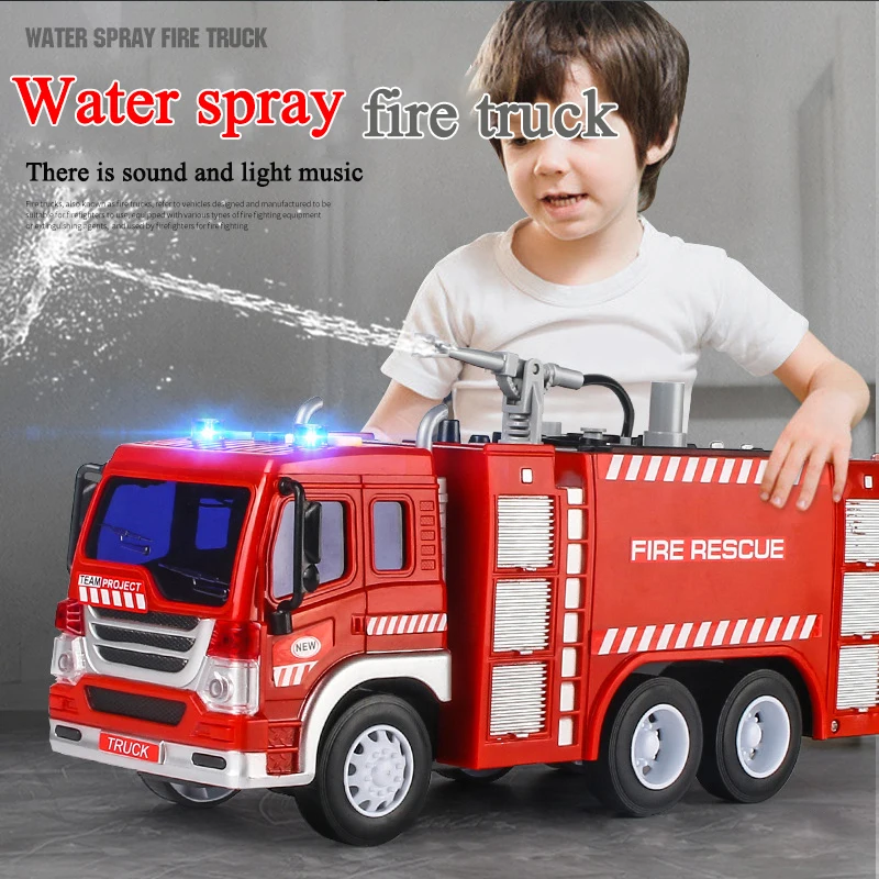 Oversized children\'s firefighter toy car fire truck can spray water large boy rescue car baby ladder car