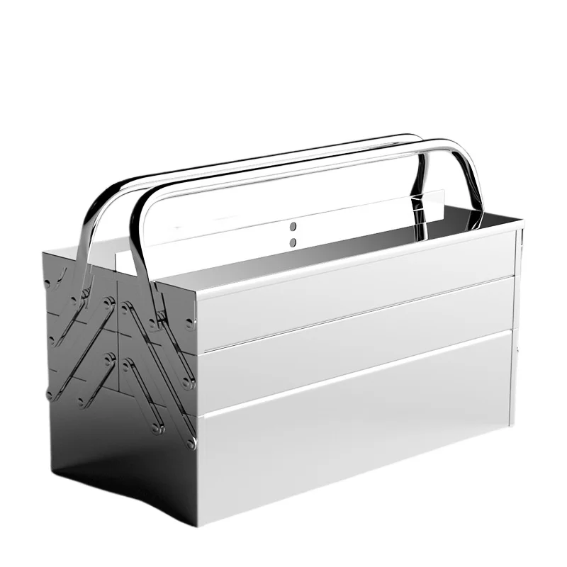 

For Stainless Steel Toolbox Household Multi-Functional Hardware Three-Layer Folding Car Iron Sheet Industrial Grade Storage Box