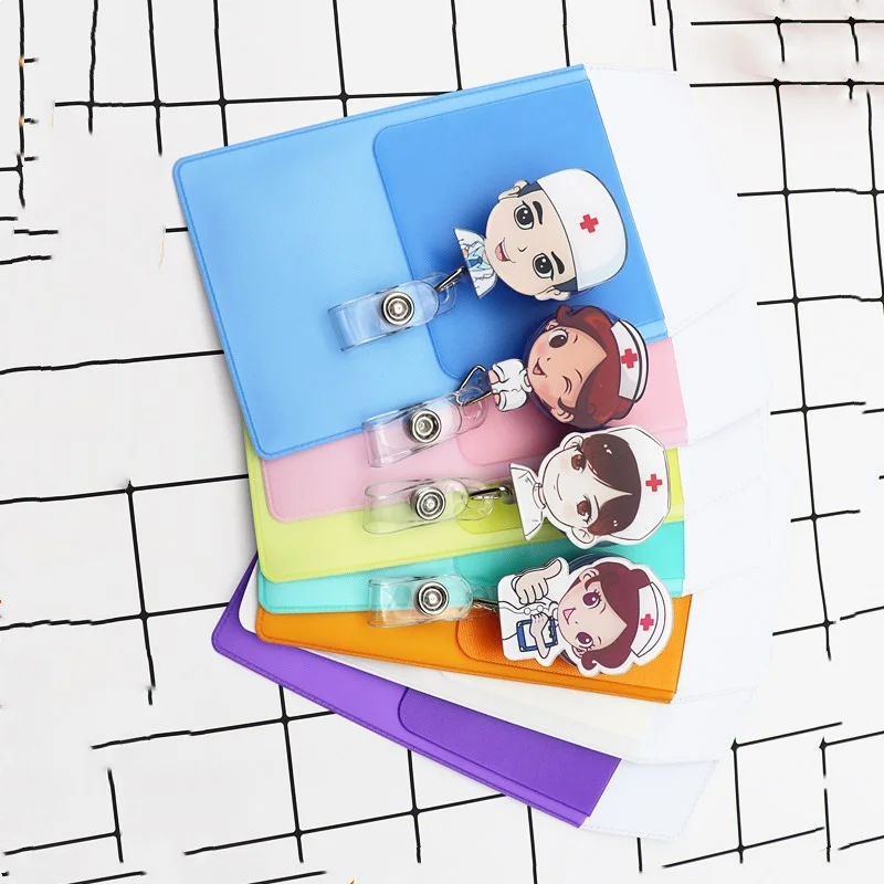 1 set PVC Nurse Docter Office Pocket Pen Bag Pocket Protector Pen Pouch Pen Organizer Leak-Proof Pencil Case with badge reel