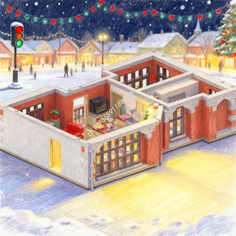 

1737 деталей, модульный конструктор MOC «Городской пейзаж», модель квартиры «Пенни С», игрушка-конструктор, рождественский подарок, развивающая игрушка