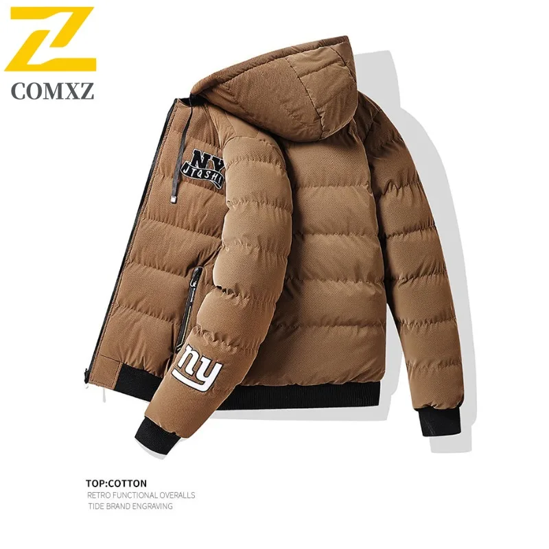 COMXZ 2025 Reversible Thickened Hooded Winter Jacket Waterproof Windproof Outdoor Sports Korean Style Tactics Puffer Cotton-padd