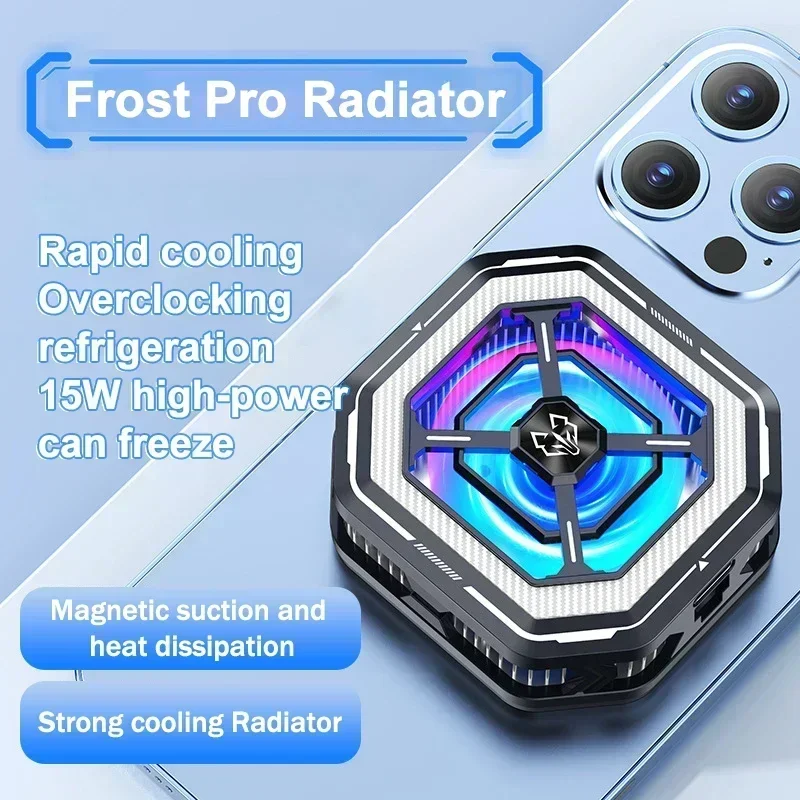 

HL01 15W High Power Frozen PUBG Game Cooler Mobile Phone Semiconductor Magnetic/ Back-clip Fast Cooling Radiator for IOS Android