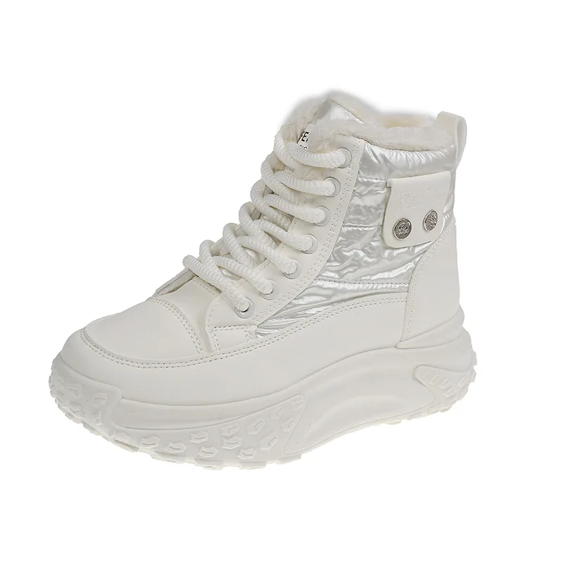 Women's Cotton Dad Shoes 2026 Winter New Fleece-Lined Versatile Lamb Wool Trendy Shoes Thick-Soled Snow Boots
