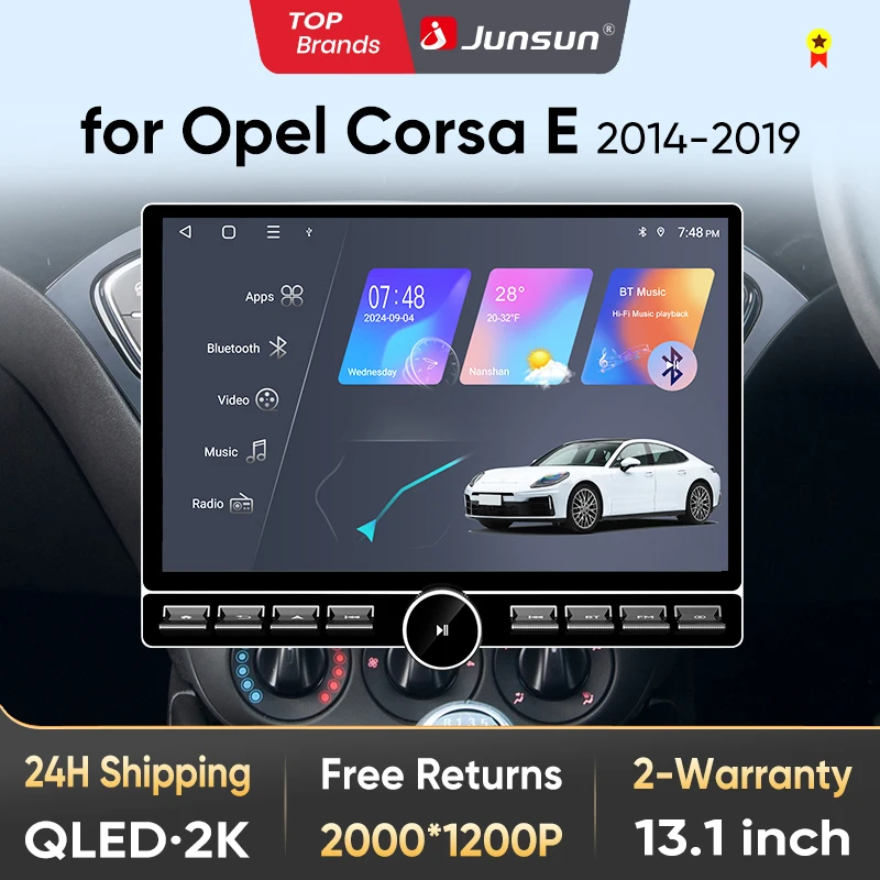 Junsun 13,1″ QLED Wireless CarPlay Android Auto Autoradio für Opel Corsa E 2014-2019 Intelligente Systeme DSP SWC RDS GPS FM BT