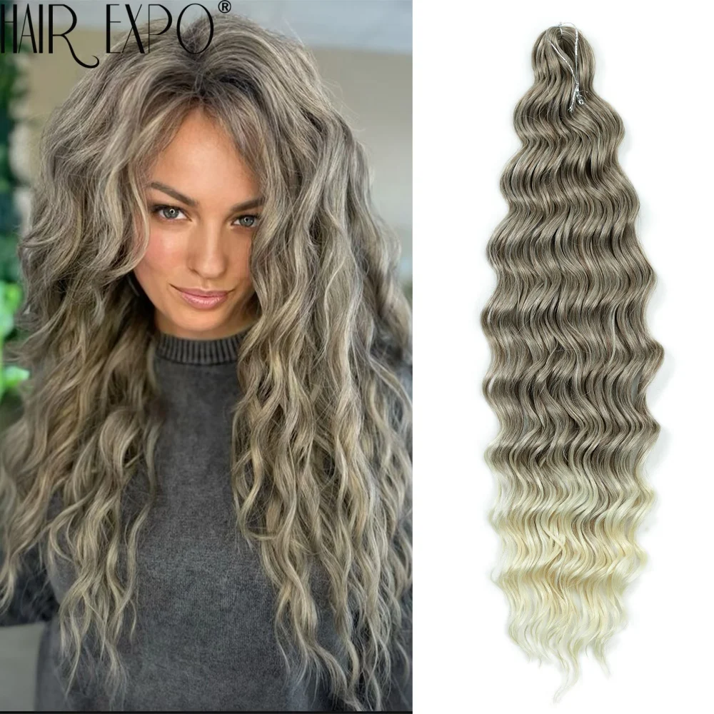 

Anna Hair Synthetic Loose Deep Wave Braiding Hair Extensions 24Inch Water Wave Braids Hair Ombre Afro Curl Twist Crochet Hair