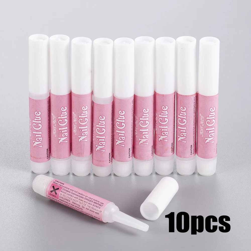 10Pcs/Set Mini Beauty Nail Glue Professional False Nail Art Decorate Tips Acrylic Glue 2g*10 For Rhinestones Glue Fake Nails &*&