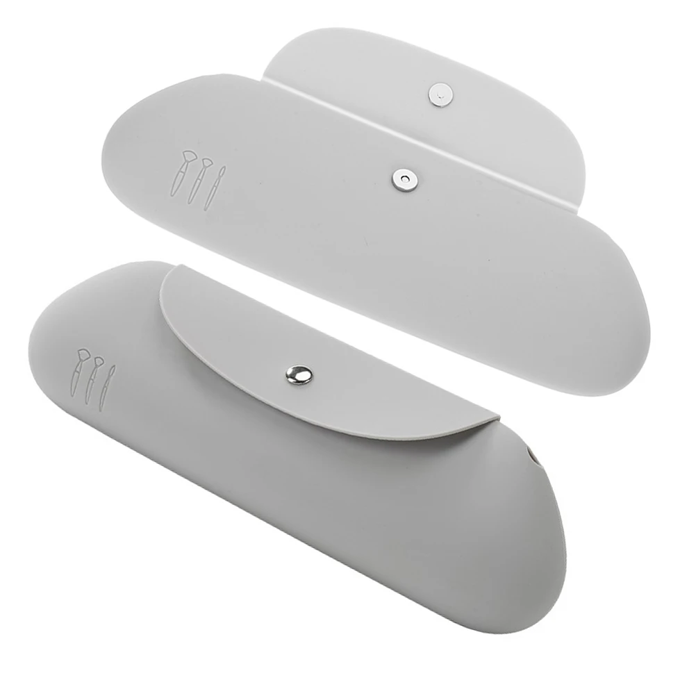 

2Pcs Makeup Brush Storage Bag Silicone Portable Travel Brush Organizer Dustproof Easy Clean Makeup Tool Holder