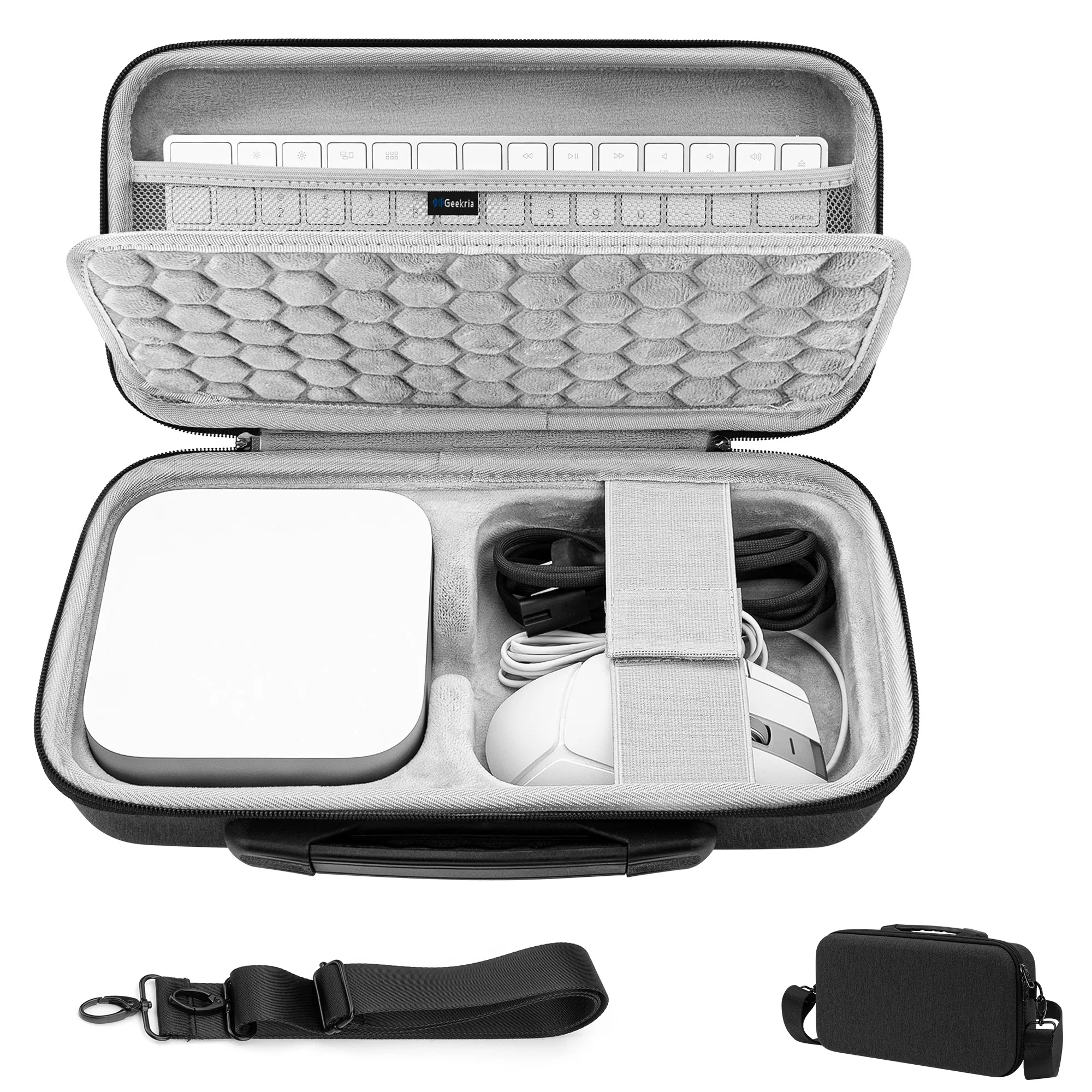 Geekria Hard EVA Case for Apple 2026 Mac Mini M6 2024 M4 Pro Travel Bag Fit for Magic Mouse Trackpad Accessories Dark Gray