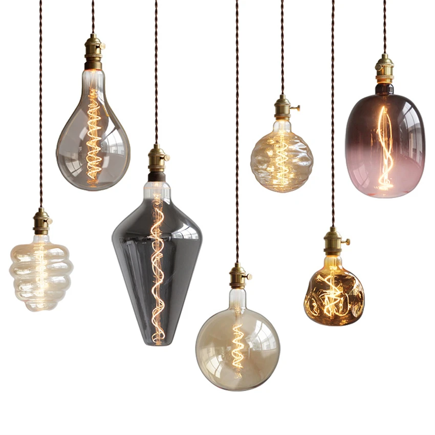 

Designer creative big bulb pendant lights living room dining room lamps bar lighting American vintage window art deco light