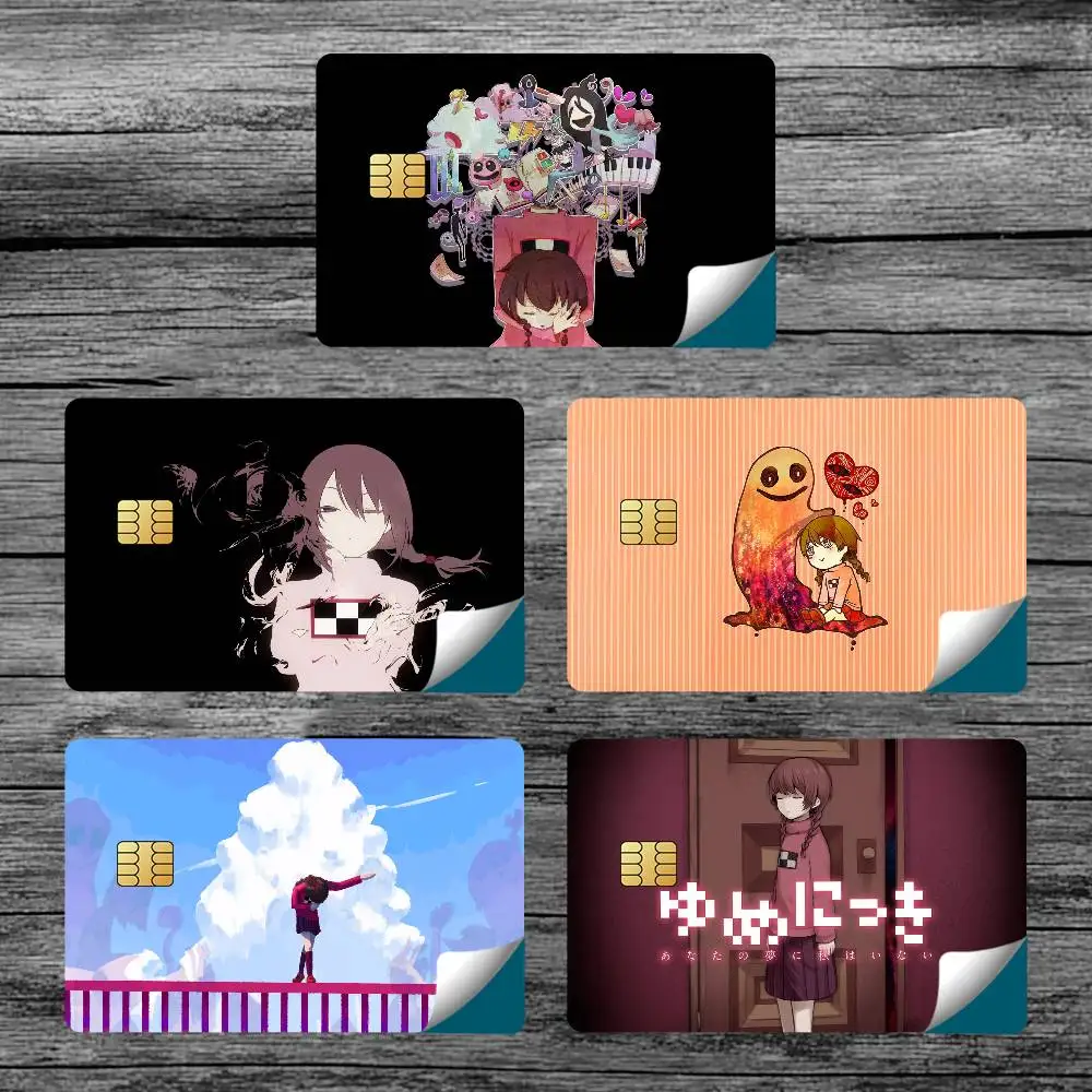 Horror Game Yume Nikki Card Stickers for Bank Access Protective Waterproof Film Cover Sticker Surprise Gift