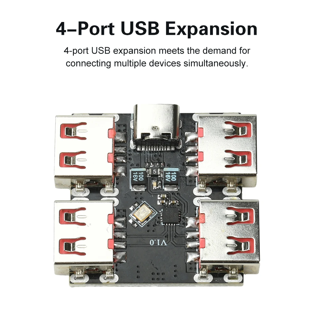 XL334P4 USB-HUB USB 2.0 4-port Controller Expansion Module USB 2.0 to 4 Channel Splitter USB-HUB Type-C Extender Board 40MB/S