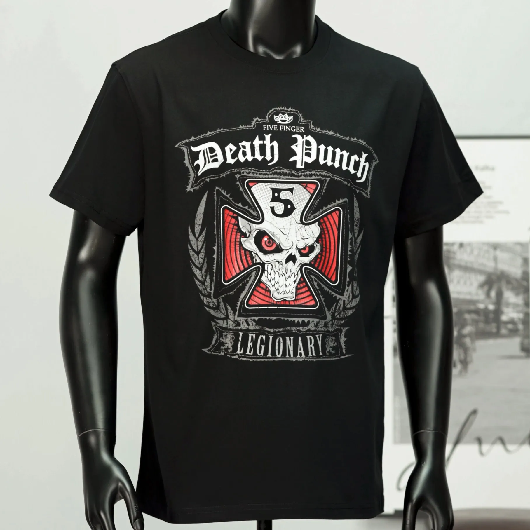 Five Finger Death Punch - Heavy Metal Skull Print T-Shirt Kurzarm